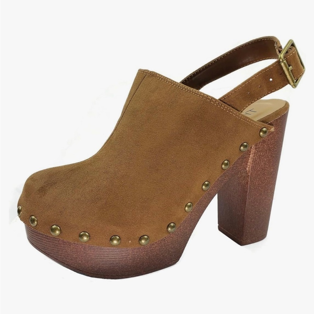 Women's Closed-Toe Clog Mule Sandals Faux Wood Sling-back Strap